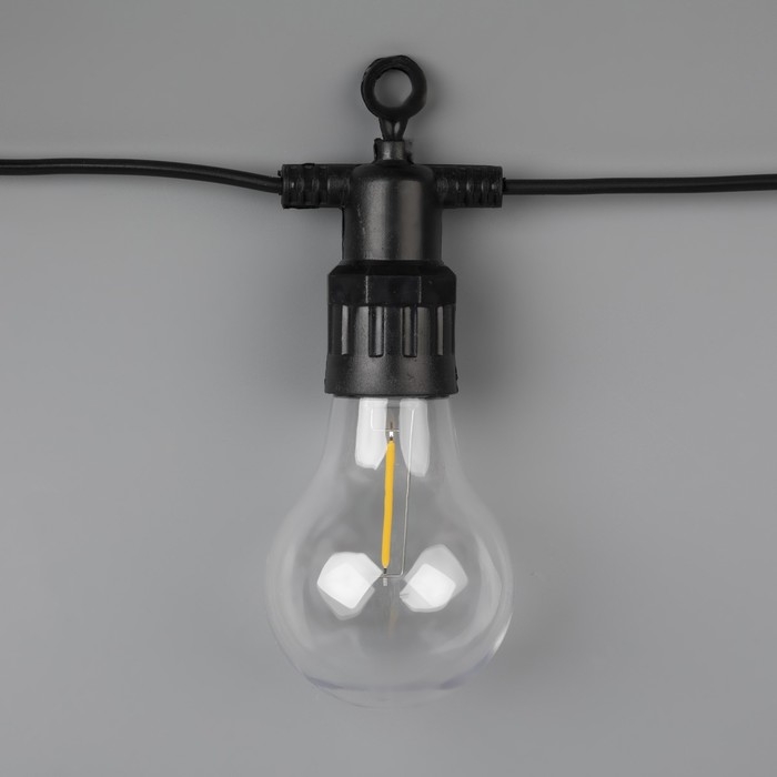 Гирлянда &laquo;Белт-лайт&raquo; 5 м с насадками &laquo;Лампочки&raquo;, IP44, УМС, тёмная нить, 10 LED, свечение тёплое белое, 220 В