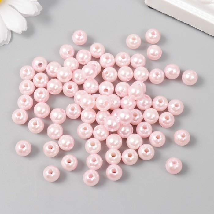 Бусины для творчества пластик "Нежно-розовый" набор 20 гр  d=0,8 см