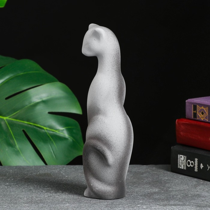 Фигура "Кошка Багира наклоненная" серая/черный 4х5х20см
