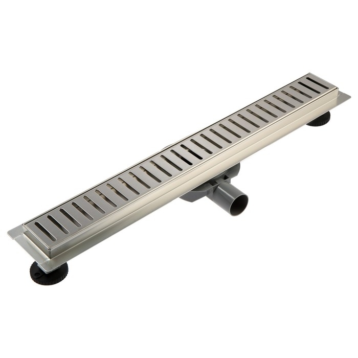 Трап ZEIN engr, c флaнцeм свободного вращ 360&deg;, 7*60 см, d=40/50 мм, нерж сталь, сатин