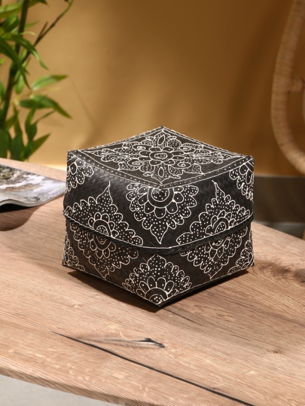 Корзинка плетеная "Бонтанг" бамбук 19х19х14 см, тёмная