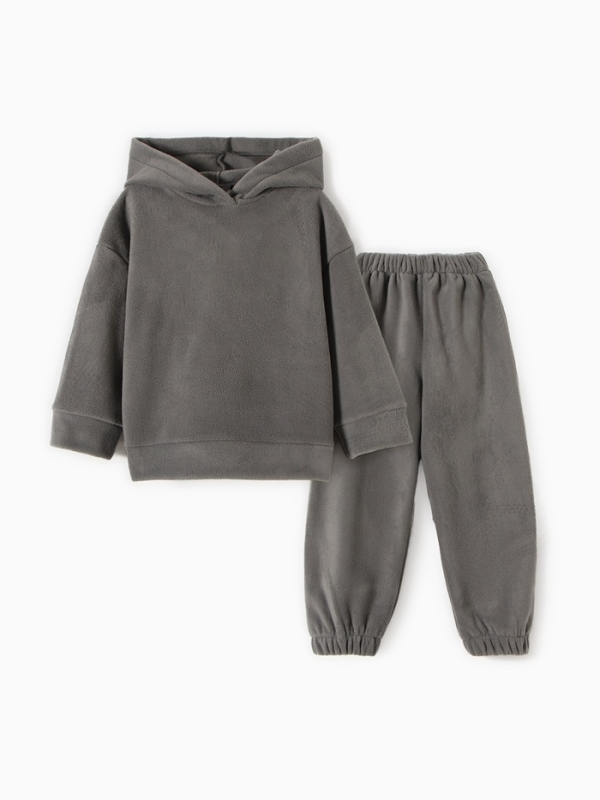 Костюм флисовый (худи и брюки) детский MINAKU: Fleece Soft, цвет серый, рост 140 см