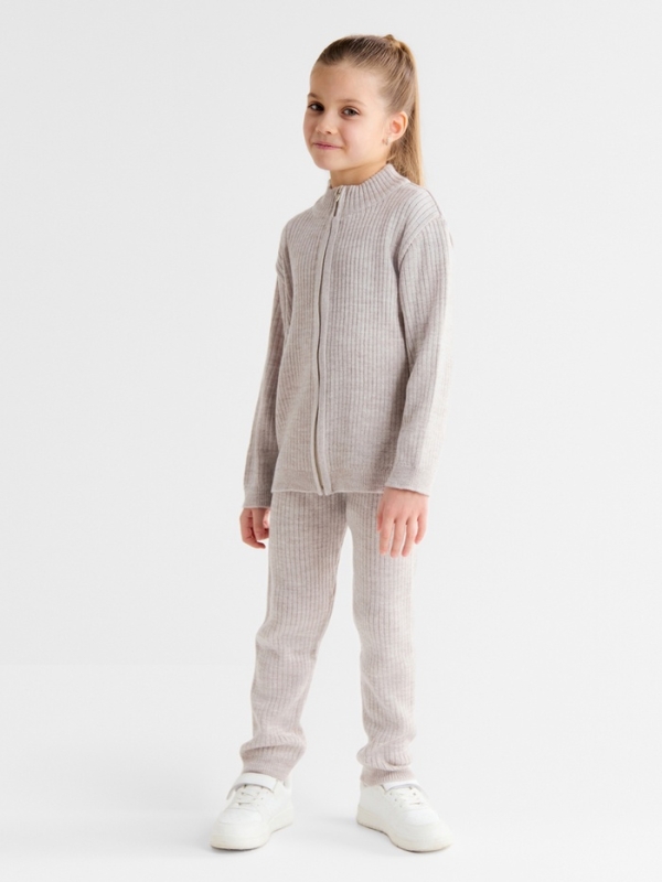 Костюм детский вязаный (кофта и брюки) MINAKU, цвет бежевый, рост 116 см