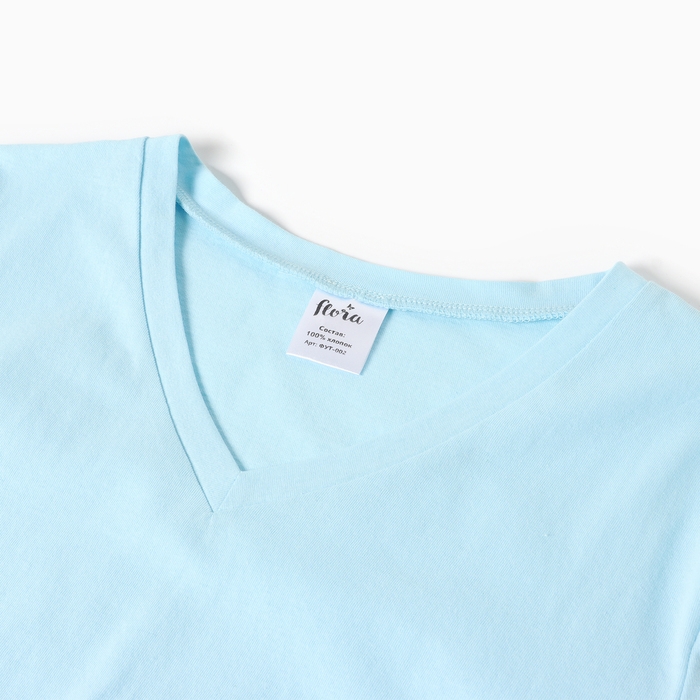 Футболка женская V-образный вырез, цвет голубой, размер 52 Футболка женская V-образный вырез, цвет голубой, размер 52