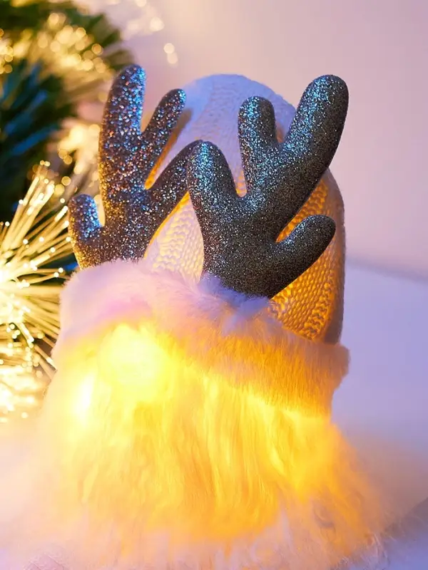 Фигура текстиль &laquo;Гном белая шапочка&raquo; 33 см, 1 LED, от батареек AG13&times;3, свечение тёплое белое