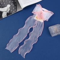 Зажим для волос "Школьница" бантик, 13х23 см, белый с розовым кантиком Зажим для волос "Школьница" бантик, 13х23 см, белый с розовым кантиком