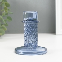 Подсвечник стекло на 1 свечу "Ручей" синий d=2 см 10х10х8 см