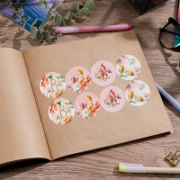 Наклейки для бизнеса и подарков и цветов, &laquo;С 8 марта&raquo;, цветы, 40 шт, 4 х 4 см