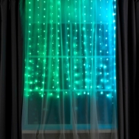 Умная гирлянда «Занавес» 2 × 1.5 м роса, IP20, серебристая нить, 300 LED, пульт ДУ, приложение, свечение RGB, USB Умная гирлянда «Занавес» 2 × 1.5 м роса, IP20, серебристая нить, 300 LED, пульт ДУ, приложение, свечение RGB, USB