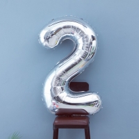 Шар фольгированный 40" &laquo;Цифра 2&raquo;, цвет серебряный