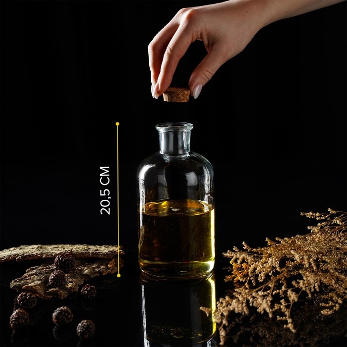 Бутылка стеклянная для соусов и масла с пробковой крышкой Доляна «Парфе», 1,1 л, 10×20,5 см Бутылка стеклянная для соусов и масла с пробковой крышкой Доляна «Парфе», 1,1 л, 10×20,5 см