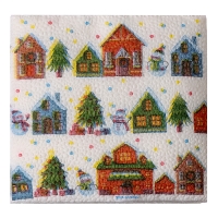 Салфетки новогодние бумажные &laquo;С Новым годом: домики&raquo;, однослойные, 24х24 см, 20 шт.