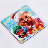 Деревянный пазл &laquo;Новый год! Мишутка и снегирь&raquo;