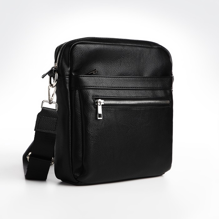 Сумка мужская через плечо TEXTURA, искусственная кожа, цвет чёрный