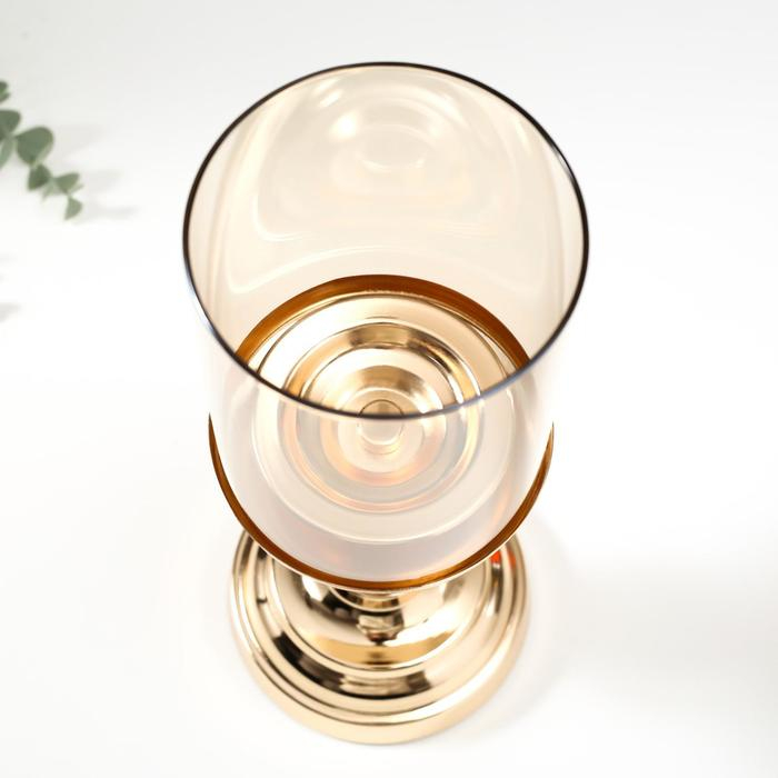 Подсвечник металл на 1 свечу "Мраморный шар с золотом" 29х11,5х11,5 см