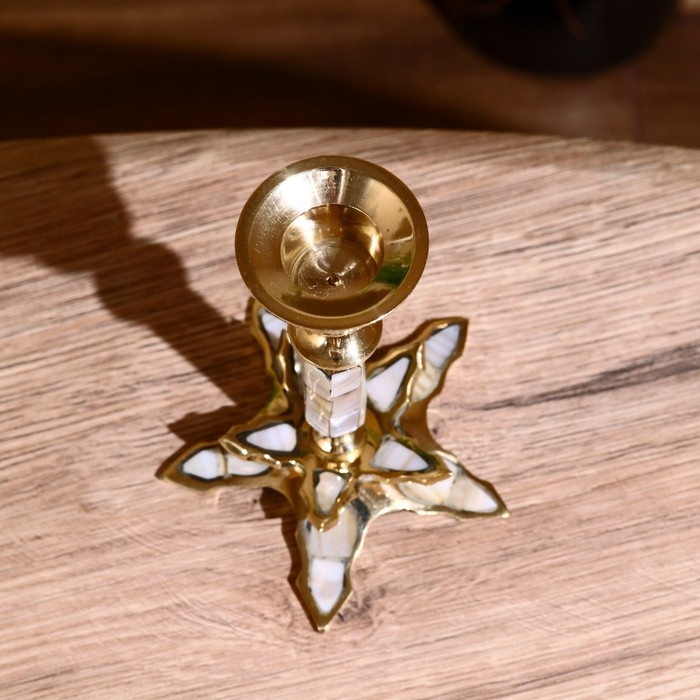 Подсвечник "Звезда" латунь, перламутр 13 см