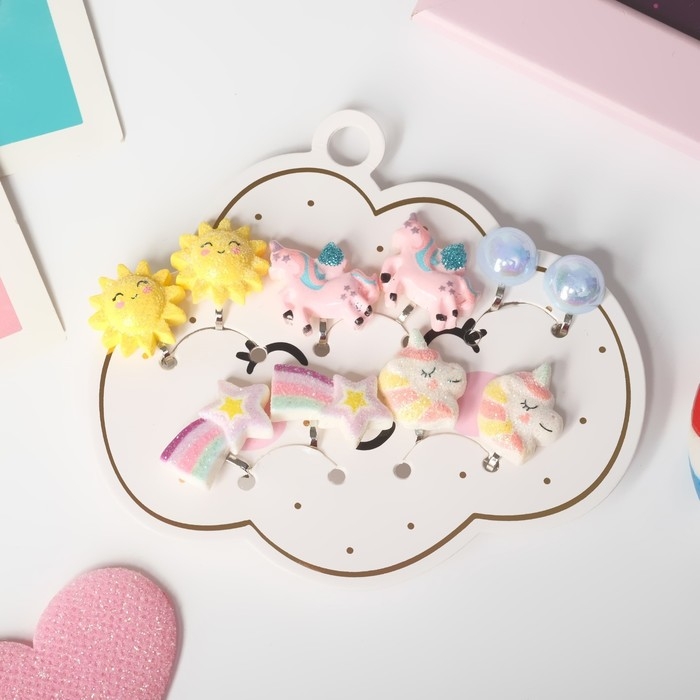 Набор клипс детских (5 пар) &laquo;Выбражулька&raquo; волшебство, цветной