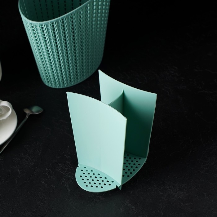 Подставка для столовых приборов &laquo;Вязание&raquo;, цвет фисташковый