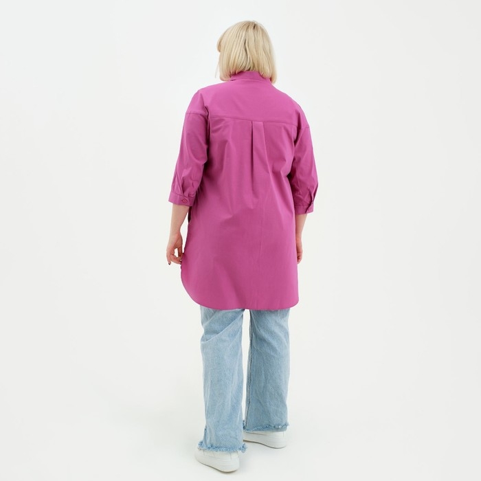 Туника женская с воланом MIST plus-size, размер 52, цвет розовый