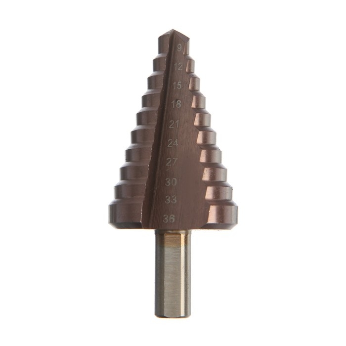 Сверло ступенчатое ТУНДРА, HSS-Co, трехгранный хвостовик, 9 - 36 мм Сверло ступенчатое ТУНДРА, HSS-Co, трехгранный хвостовик, 9 - 36 мм