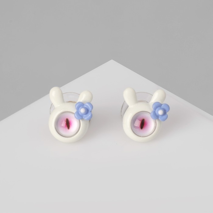 Серьги с эмалью &laquo;Монстрики&raquo; зайцы, цвет белый