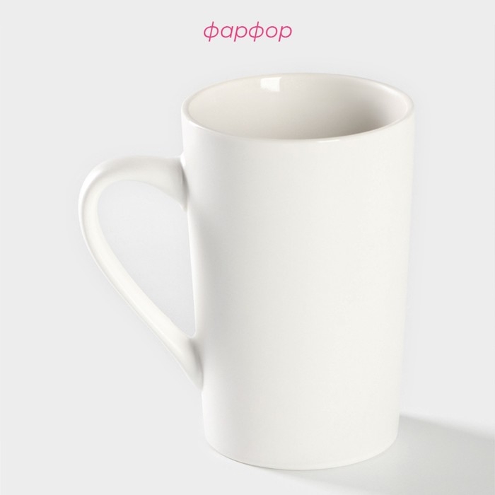 Кружка фарфоровая Доляна &laquo;Цветение любви&raquo;, 380 мл, цвет белый