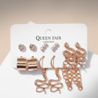 Новый год! Символ года 2025! Серьги набор 6 пар &laquo;Тренд&raquo; змеи, цвет золото