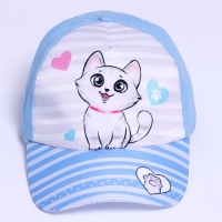 Кепка детская для девочки «Котик», р-р. 52-54 см, 5-7 лет, МИКС Кепка детская для девочки «Котик», р-р. 52-54 см, 5-7 лет, МИКС