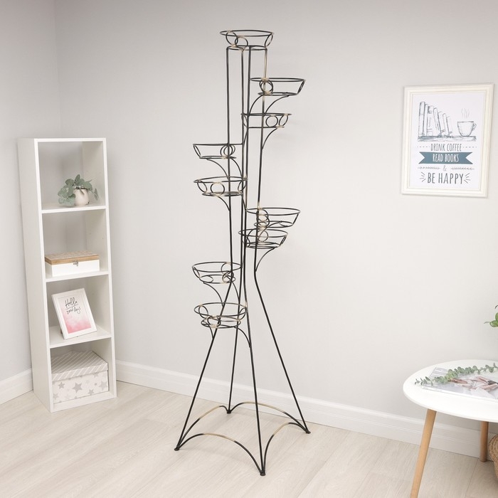 Подставка для цветов &laquo;Башня&raquo;, d=17 см, цвет чёрный