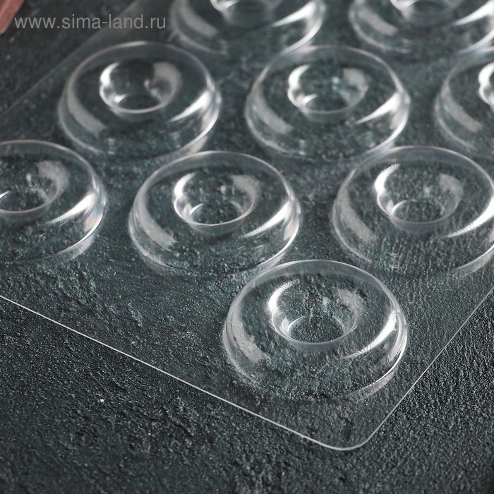 Форма для конфет и шоколада &laquo;Пончик&raquo;, 27&times;18 см, 11 ячеек, цвет прозрачный