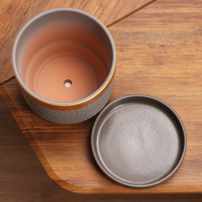 Горшок цветочный "Брюссель" серый золото цилиндр №3, 2,6 л