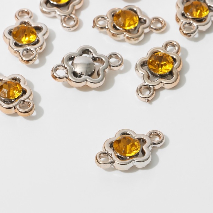 Коннектор «Цветок» 2,4×1,5×0,7 см, (набор 10 шт.), цвет жёлтый в золоте Коннектор «Цветок» 2,4×1,5×0,7 см, (набор 10 шт.), цвет жёлтый в золоте