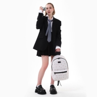 Рюкзак школьный текстильный &laquo;Цветы&raquo;, 42х14х28 см, цвет белый