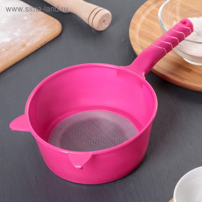 Сито для просеивания с ручкой &laquo;Ушки&raquo;, d=15,5 см, цвет МИКС