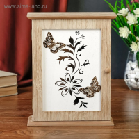 Ключница дерево 6 крючков "Бабочки на цветке" 25,5х6,5х20,5 см