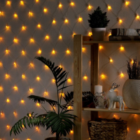 Гирлянда &laquo;Сеть&raquo; 1.6 &times; 1.6 м, IP20, прозрачная нить, 144 LED, свечение жёлтое, 8 режимов, 220 В