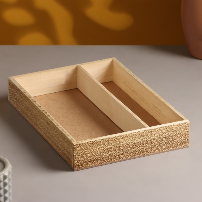 Кашпо деревянное, 27.5&times;20&times;4.5 см "Узоры", 2 отдела, гравировка