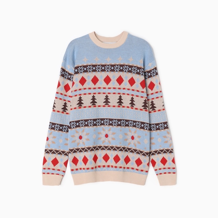 Новый год. Джемпер вязаный KAFTAN Scandinavia размер 56, голубой Новый год. Джемпер вязаный KAFTAN Scandinavia размер 56, голубой