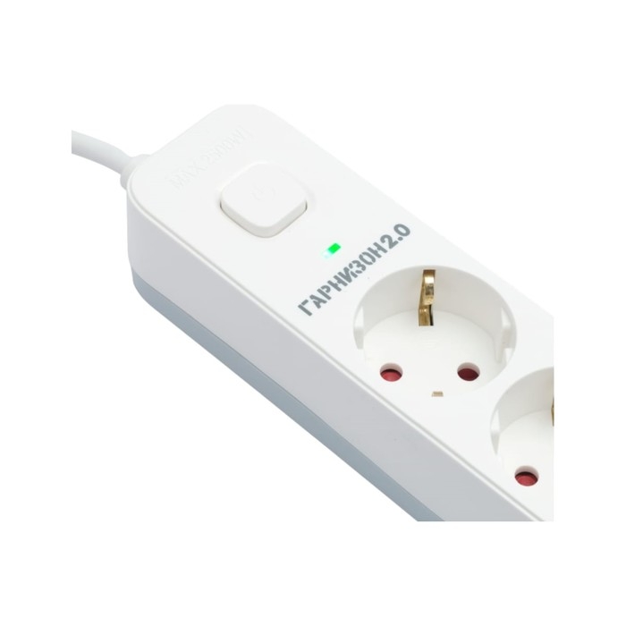 Сетевой фильтр Гарнизон 2.0 EPS-5-W-2, 5 р, 10А, 2м, ур.защиты 2+, белый