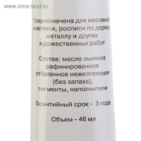 Краска масляная в тубе 46 мл, Гамма "Студия", №205 кадмий красный тёмный, имитация
