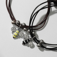 Браслеты &laquo;Неразлучники&raquo; пчёлки, цвет чёрно-коричневый, L=12,5 см