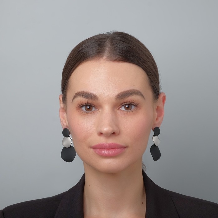 Серьги металл &laquo;Азелия&raquo; круги, трио, цвет чёрный в серебре