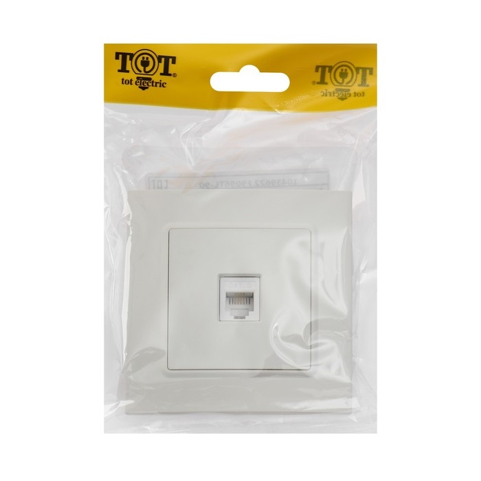 Розетка телефонная одноместная TOT Elegant, скрытая, белая Розетка телефонная одноместная TOT Elegant, скрытая, белая
