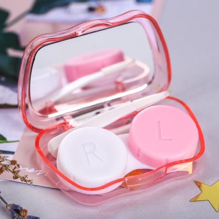 Контейнер для линз с зеркалом Контейнер для линз с зеркалом "Фламинго"