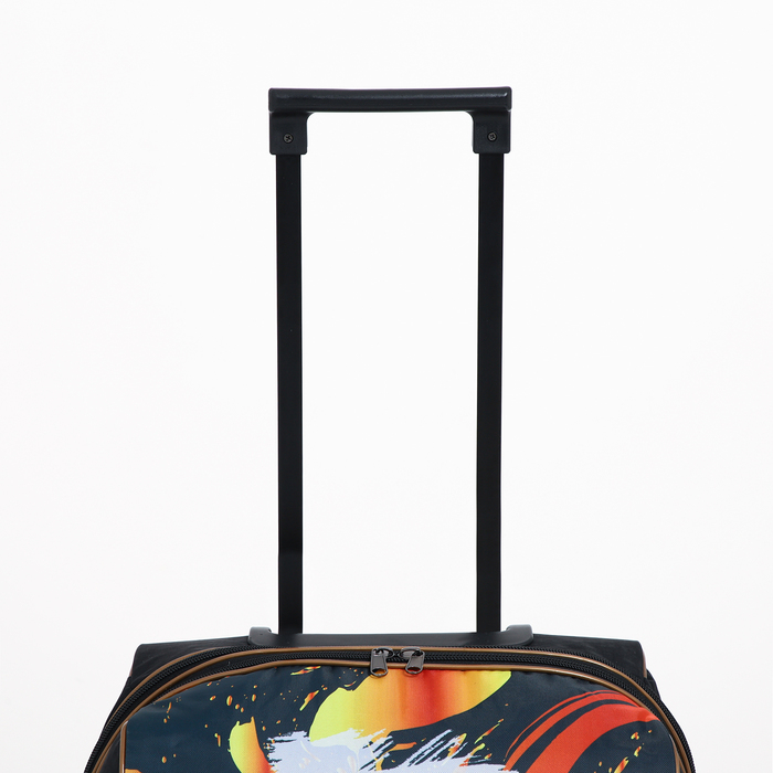 Чемодан малый 37 л (S) с сумкой, отдел на молнии, с расширением, цвет чёрный