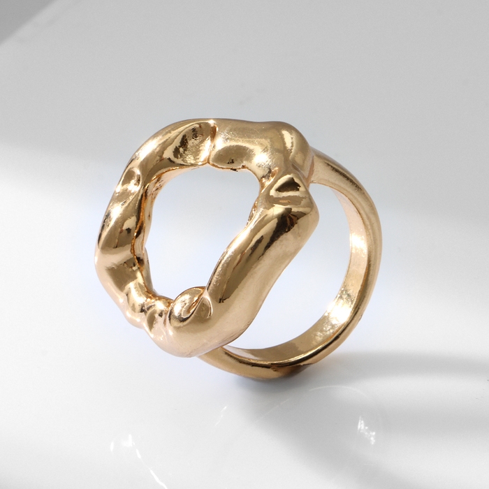 Кольцо металл &laquo;Тренд&raquo; мятый овал, цвет золото, размер 18