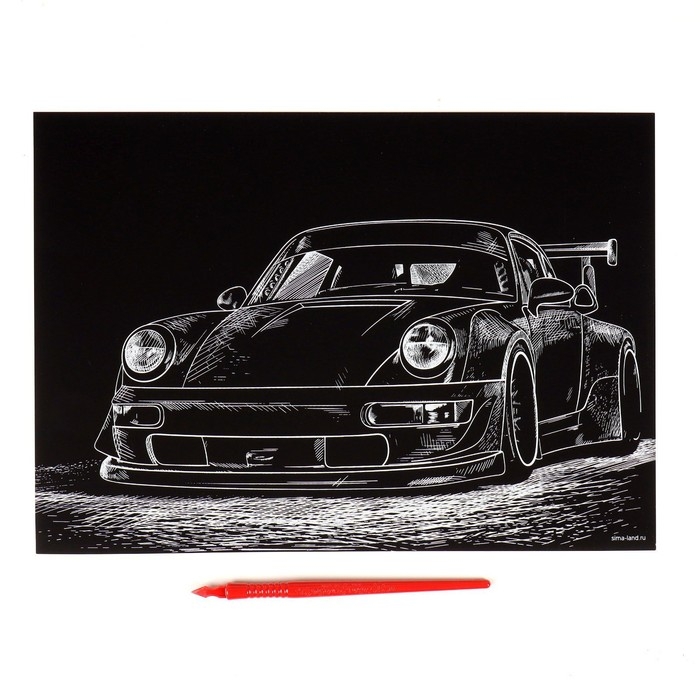 Гравюра &laquo;Тюнинг RWB&raquo; с металлическим эффектом золота А4