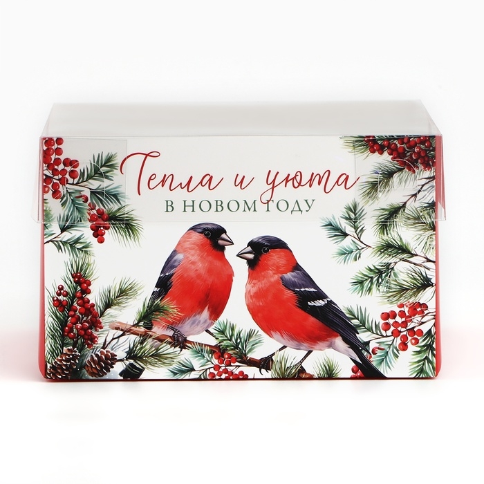 Коробка для капкейка &laquo;Тепла и уюта&raquo;, 16 х 16 х 10 см, Новый год