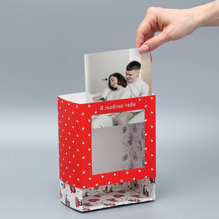 Коробка-фоторамка подарочная складная, упаковка, &laquo;Люблю тебя&raquo;, 14 х 14 х 8 см