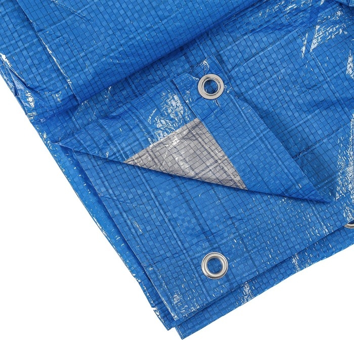 Тент защитный, 6 &times; 4 м, плотность 60 г/м&sup2;, УФ, люверсы шаг 1 м, голубой